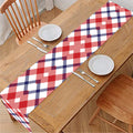 Blue Red And White American Plaid Print Table Runner