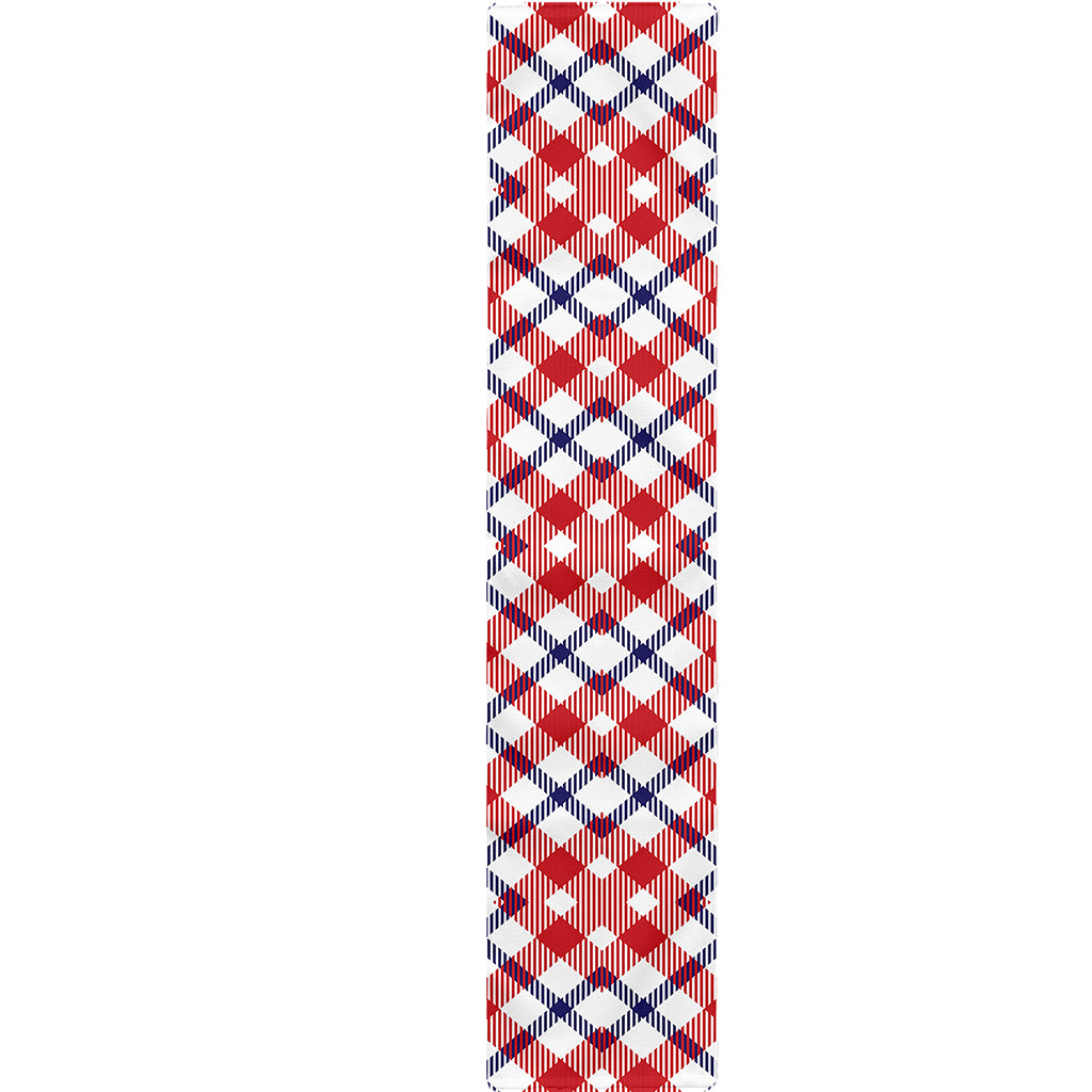 Blue Red And White American Plaid Print Table Runner