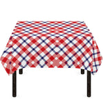 Blue Red And White American Plaid Print Tablecloth