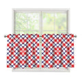 Blue Red And White American Plaid Print Tier Curtains
