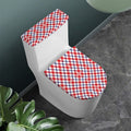 Blue Red And White American Plaid Print Toilet Lid And Tank Cover Set