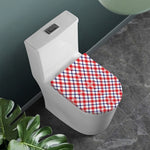Blue Red And White American Plaid Print Toilet Lid Cover