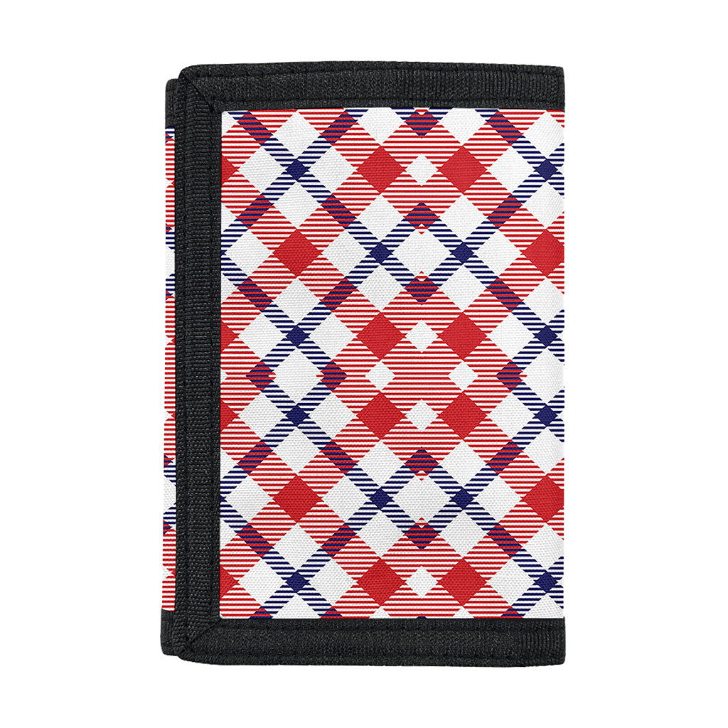 Blue Red And White American Plaid Print Trifold Wallet