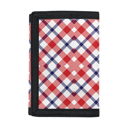 Blue Red And White American Plaid Print Trifold Wallet