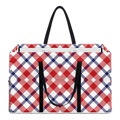 Blue Red And White American Plaid Print Utility Tote Bag