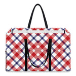 Blue Red And White American Plaid Print Utility Tote Bag