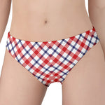 Blue Red And White American Plaid Print Women's Panties