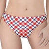 Blue Red And White American Plaid Print Women's Thong