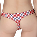 Blue Red And White American Plaid Print Women's Thong