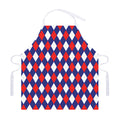 Blue Red And White Argyle Pattern Print Adjustable Apron