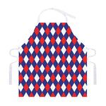 Blue Red And White Argyle Pattern Print Adjustable Apron