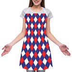 Blue Red And White Argyle Pattern Print Adjustable Apron