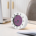 Blue Red And White Argyle Pattern Print Alarm Clock