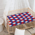 Blue Red And White Argyle Pattern Print Baby Crib Sheet