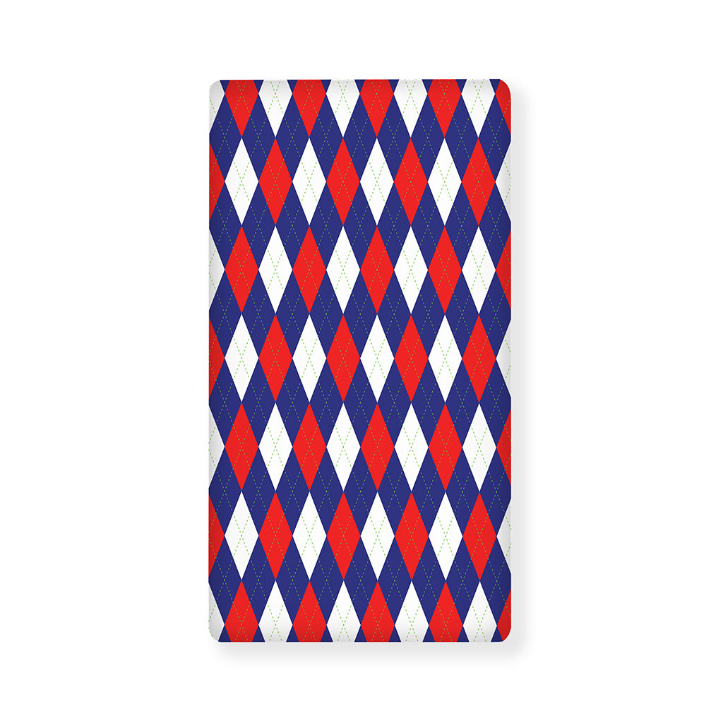 Blue Red And White Argyle Pattern Print Baby Crib Sheet