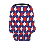 Blue Red And White Argyle Pattern Print Baby Seat Cover