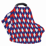 Blue Red And White Argyle Pattern Print Baby Seat Cover