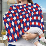 Blue Red And White Argyle Pattern Print Baby Seat Cover