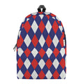 Blue Red And White Argyle Pattern Print School Backpack