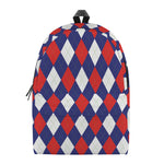 Blue Red And White Argyle Pattern Print Backpack