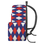 Blue Red And White Argyle Pattern Print Backpack