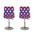 Blue Red And White Argyle Pattern Print Bar Stool Covers