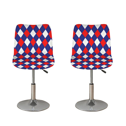 Blue Red And White Argyle Pattern Print Bar Stool Covers