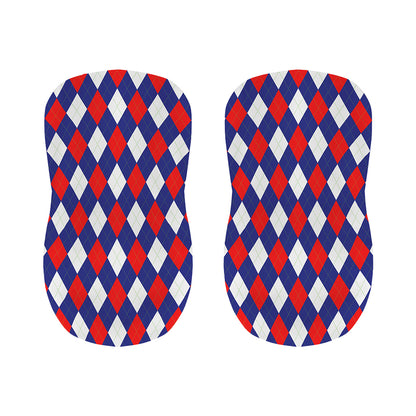 Blue Red And White Argyle Pattern Print Bar Stool Covers