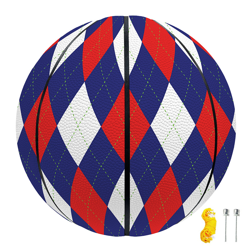 Blue Red And White Argyle Pattern Print Basketball