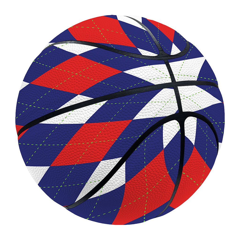 Blue Red And White Argyle Pattern Print Basketball
