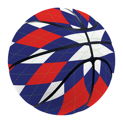 Blue Red And White Argyle Pattern Print Basketball