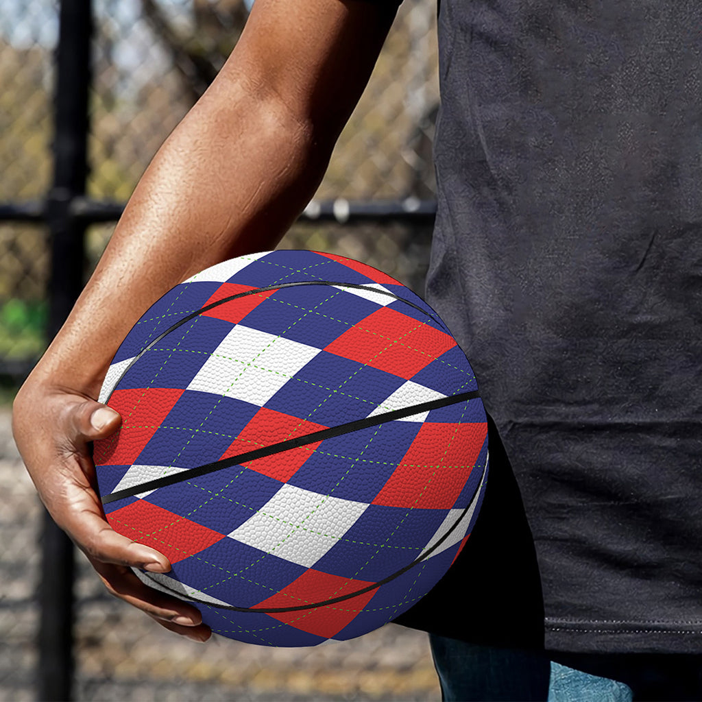 Blue Red And White Argyle Pattern Print Basketball