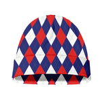Blue Red And White Argyle Pattern Print Beanie