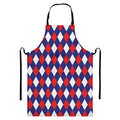 Blue Red And White Argyle Pattern Print Bib Apron With Pocket