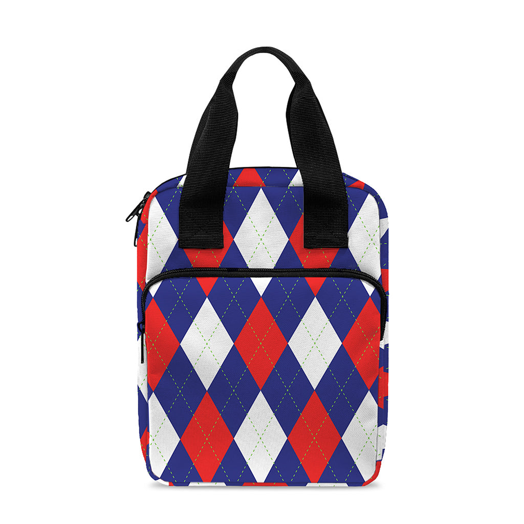 Blue Red And White Argyle Pattern Print Bible Tote Bag