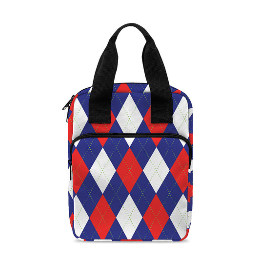 Blue Red And White Argyle Pattern Print Bible Tote Bag