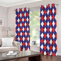 Blue Red And White Argyle Pattern Print Dimout Grommet Curtains