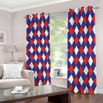 Blue Red And White Argyle Pattern Print Blackout Grommet Curtains