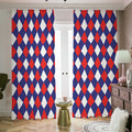 Blue Red And White Argyle Pattern Print Dimout Pencil Pleat Curtains