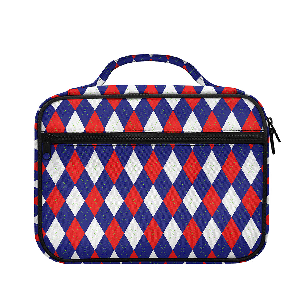 Blue Red And White Argyle Pattern Print Briefcase Bible Bag