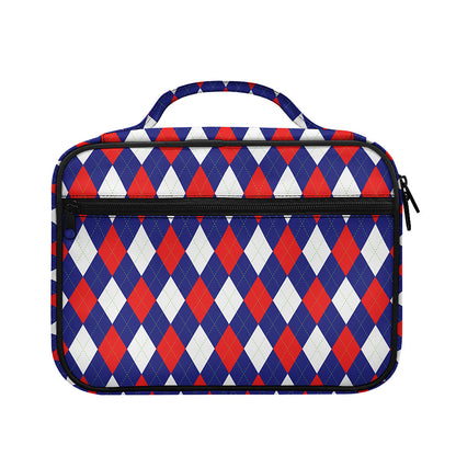 Blue Red And White Argyle Pattern Print Briefcase Bible Bag