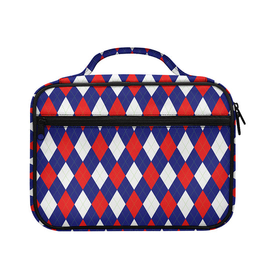 Blue Red And White Argyle Pattern Print Briefcase Bible Bag