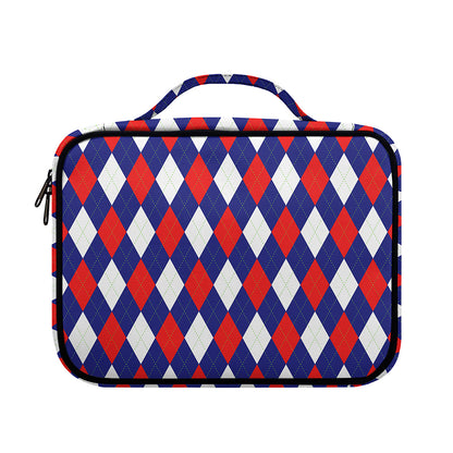 Blue Red And White Argyle Pattern Print Briefcase Bible Bag