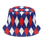 Blue Red And White Argyle Pattern Print Bucket Hat
