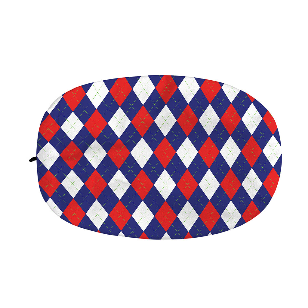Blue Red And White Argyle Pattern Print Car Side Mirror Covers