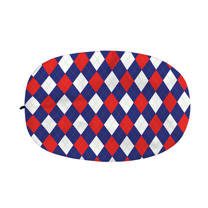 Blue Red And White Argyle Pattern Print Car Side Mirror Covers