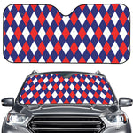 Blue Red And White Argyle Pattern Print Car Windshield Sun Shade