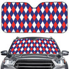 Blue Red And White Argyle Pattern Print Car Windshield Sun Shade