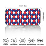 Blue Red And White Argyle Pattern Print Car Windshield Sun Shade