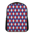 Blue Red And White Argyle Pattern Print Casual Backpack
